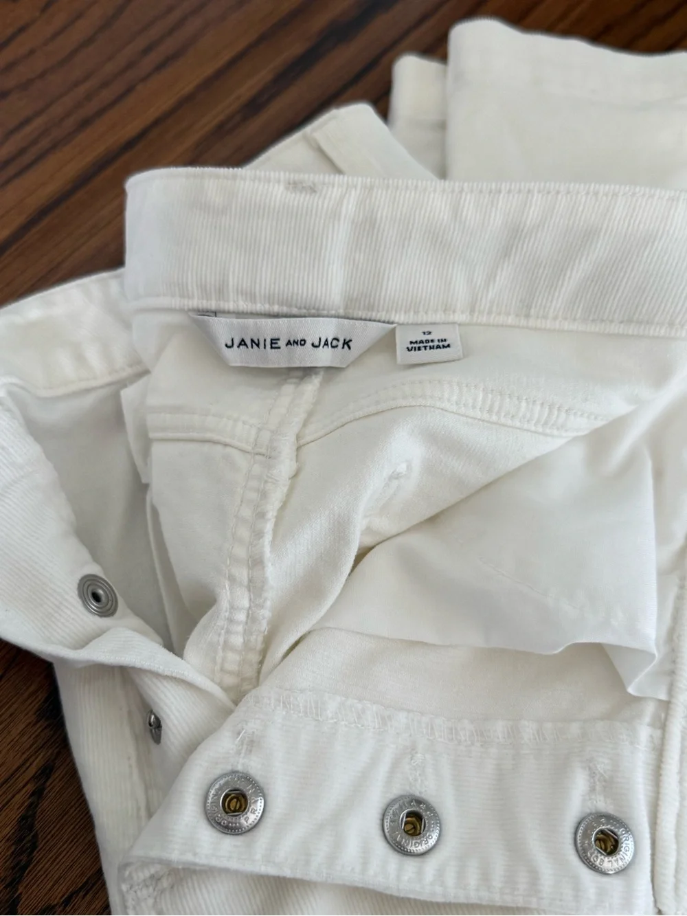 Janie and Jack White Button-Fly Kids Jeans